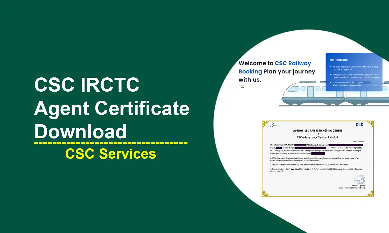 CSC IRCTC Agent Certificate Download