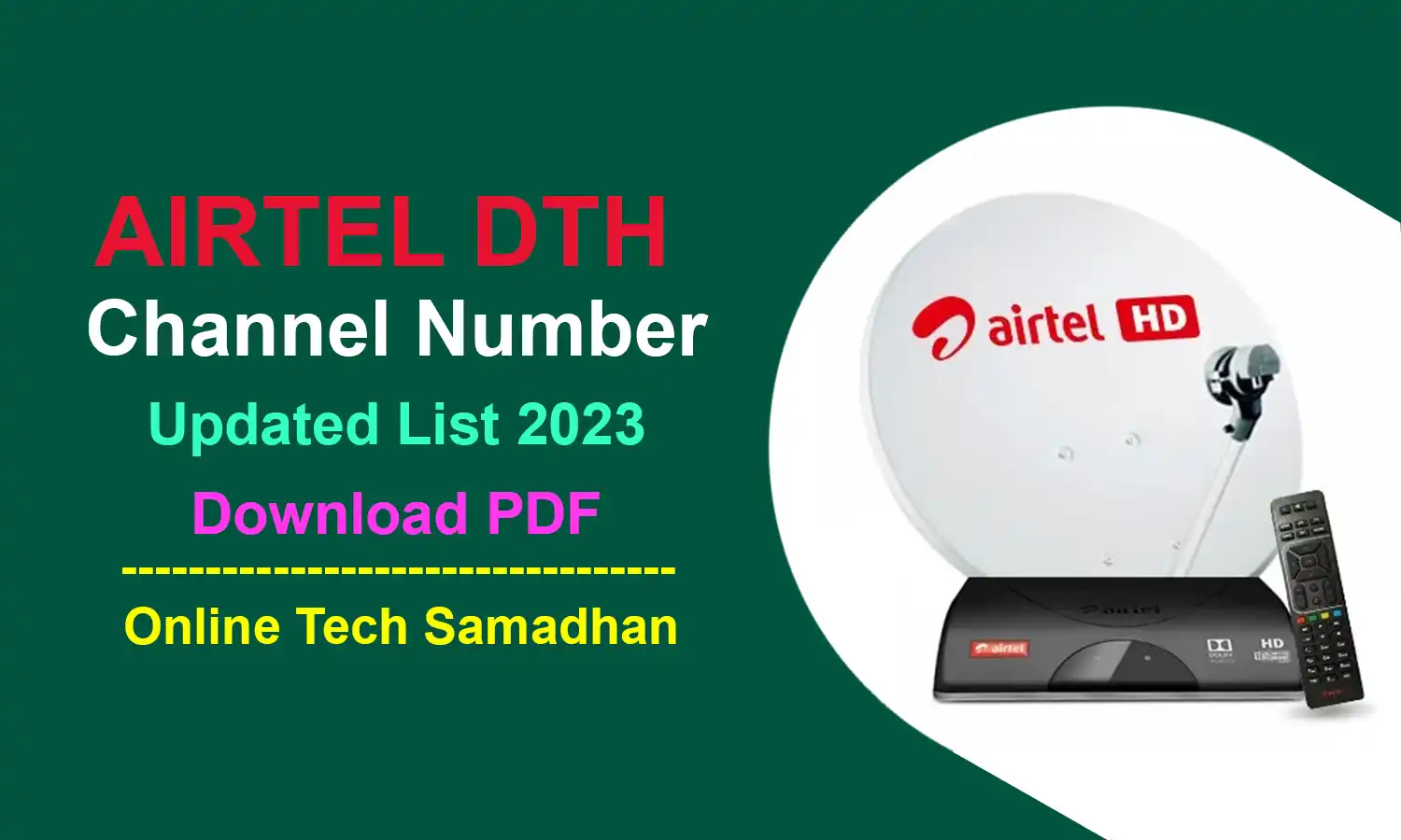 Airtel DTH Channel Number Airtel DTH Channel List