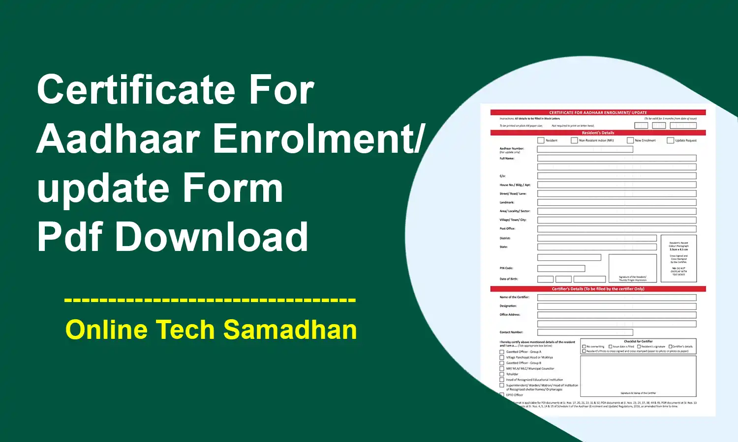 Aadhaar Enrolment Update Form Pdf