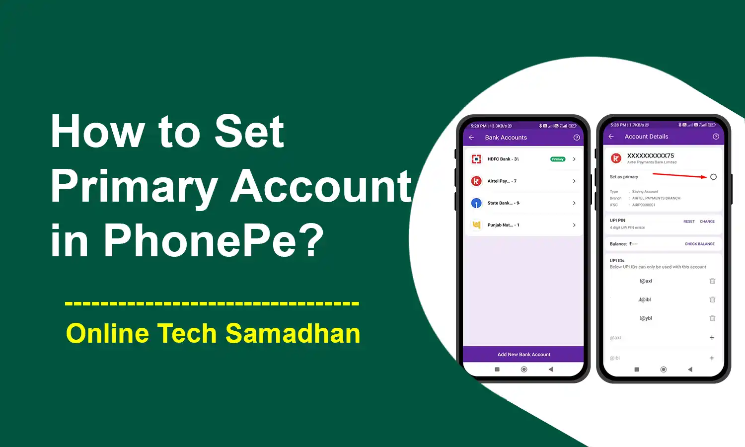 How to Set Primary Account in PhonePe
