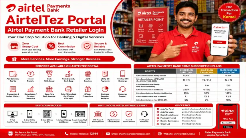 AirtelTez Portal Airtel Payment Bank Retailer Login