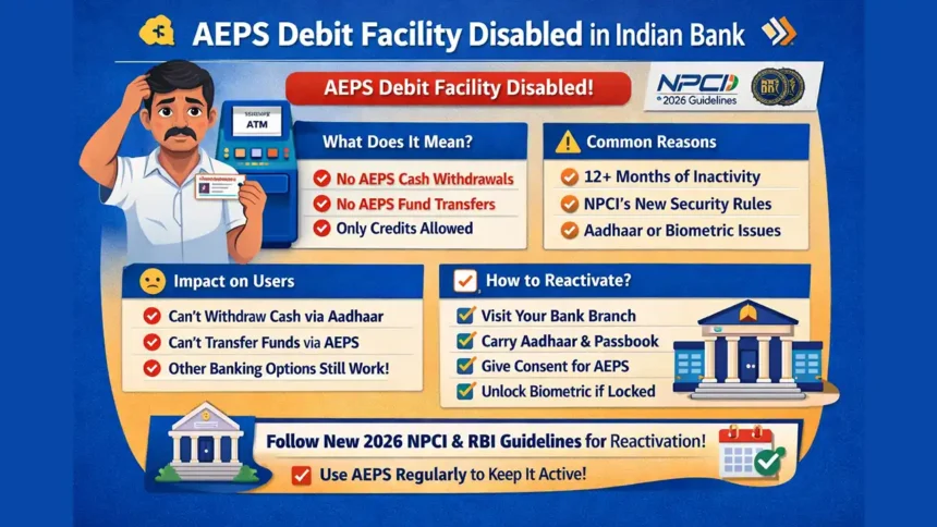AEPS Debit Facility Disabled in Indian Bank