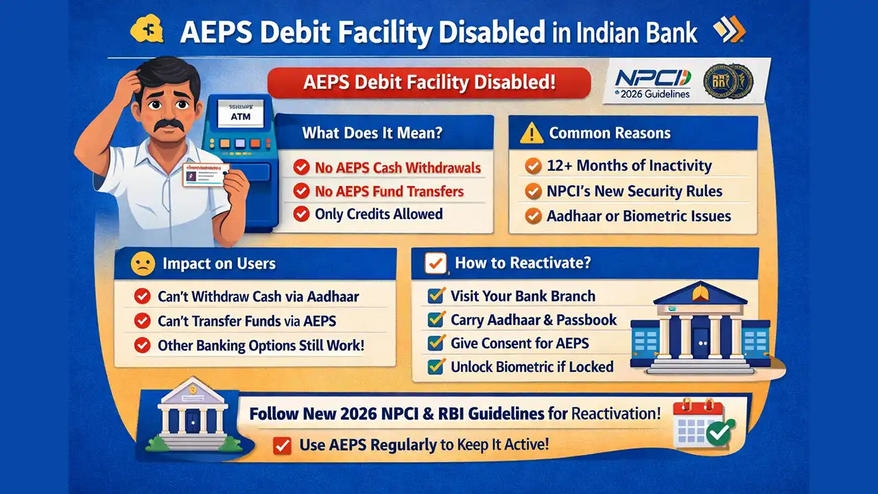 AEPS Debit Facility Disabled in Indian Bank
