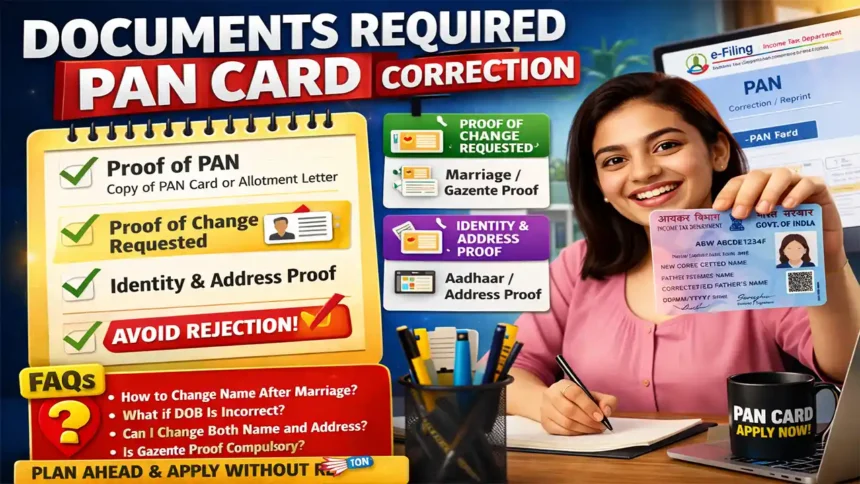 Documents Required for PAN Card Correction
