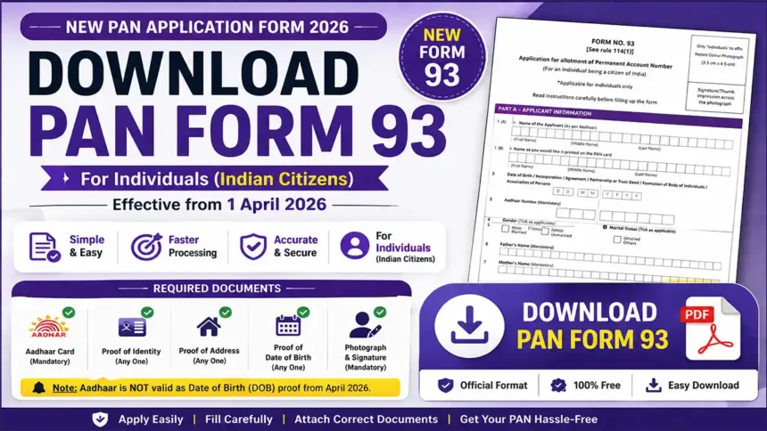 Form 93 PAN Card PDF