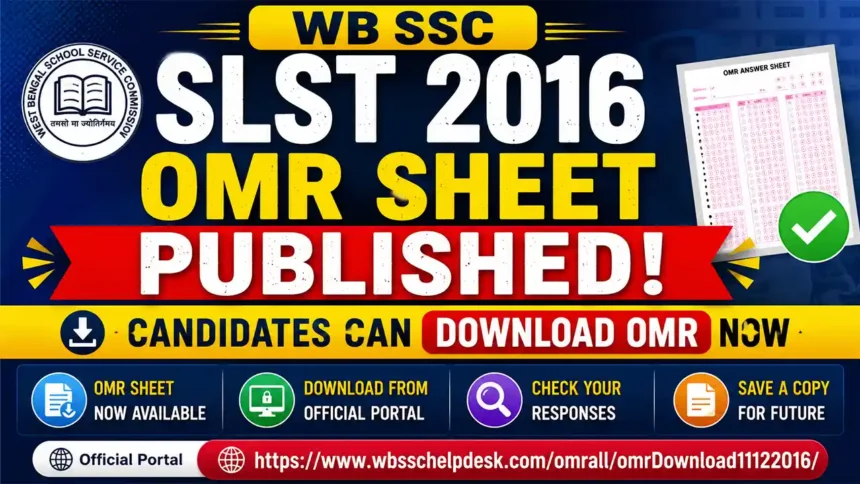 WB SSC SLST 2016 OMR Sheet Download